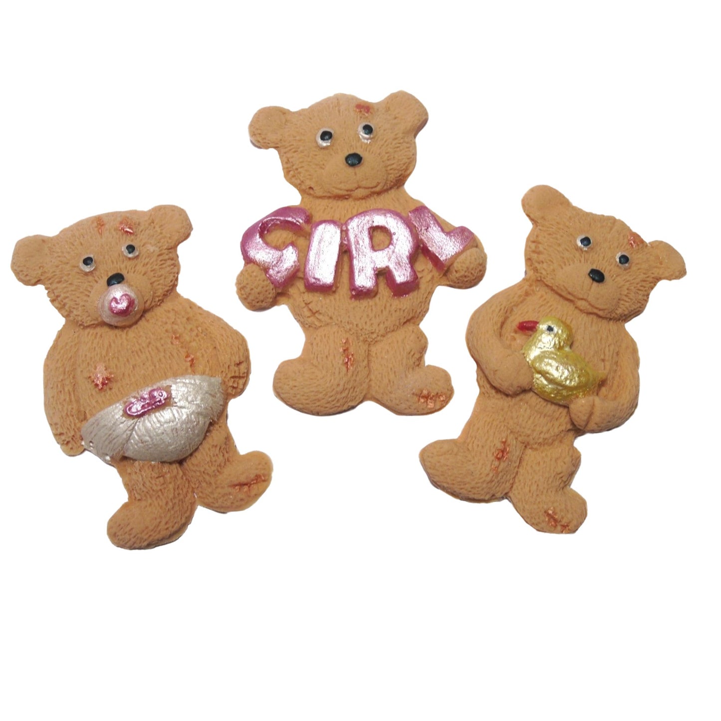 Brown baby girl cake decorations set of 3