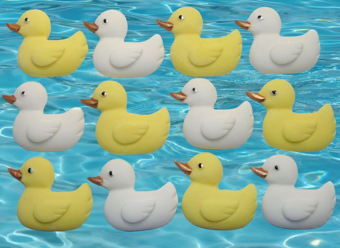 12 Handmade Baby Shower Ducks Edible Cake Cupcake Toppers