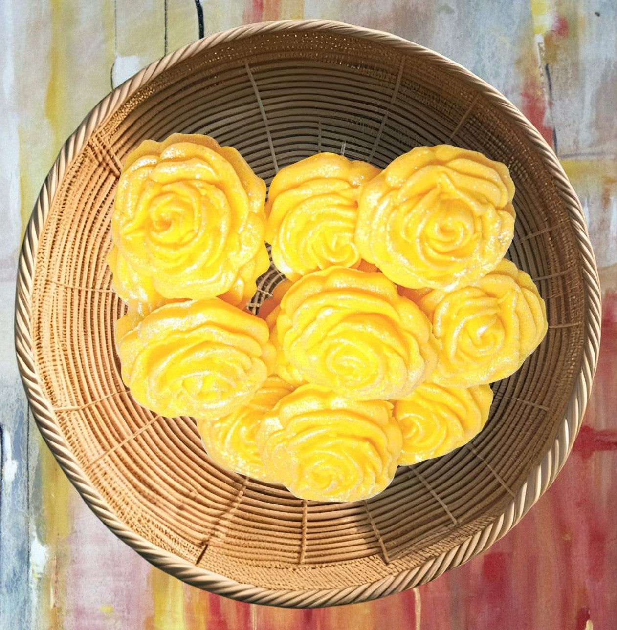12 Medium Glittered Coloured Roses Cake Decorations