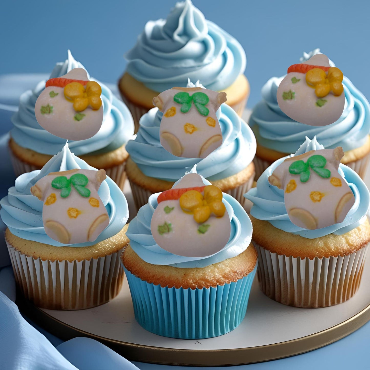 Mix baby bottle and bibs cupcake toppers