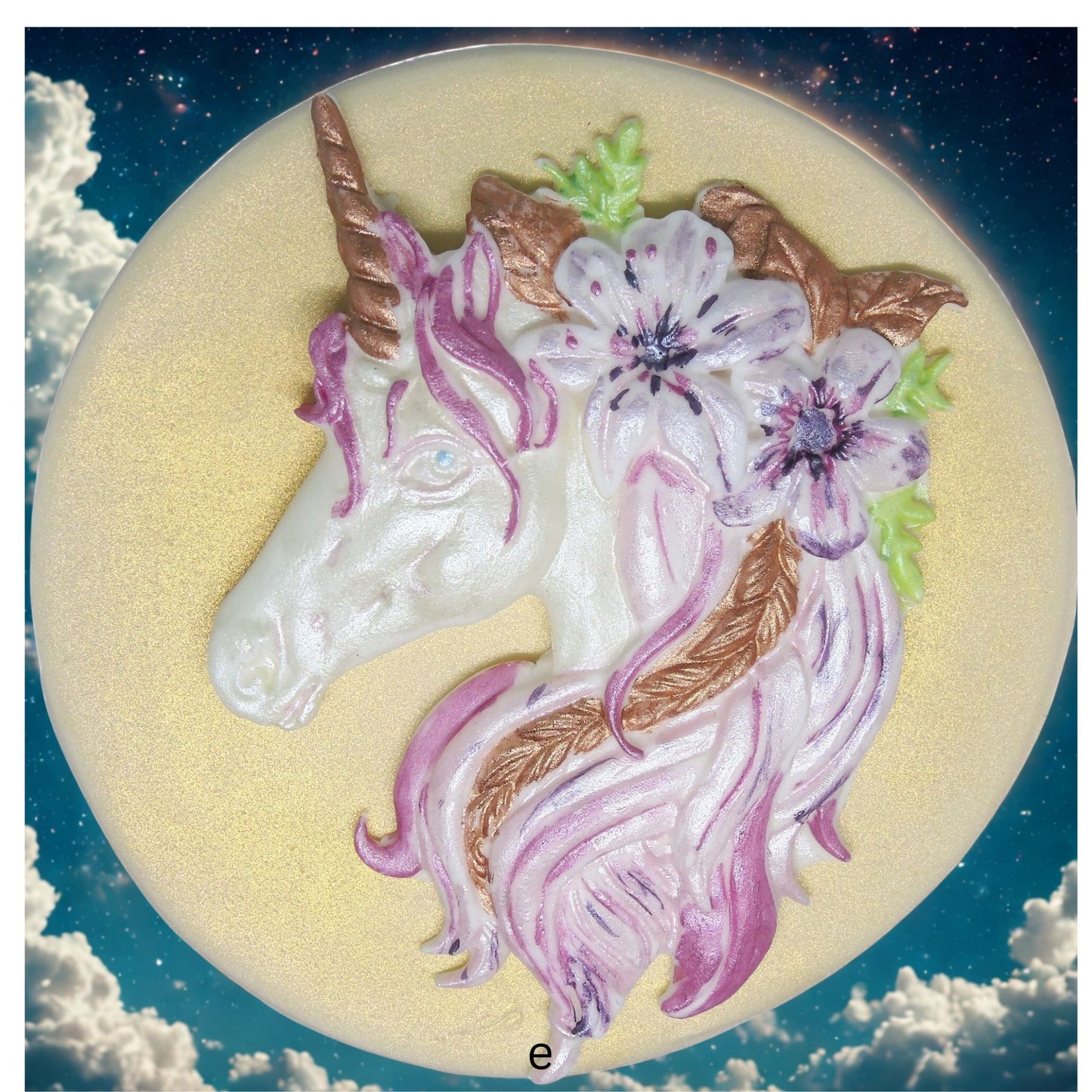 Large Unicorn 2 Piece Hand-Painted Edible Cake Decoration