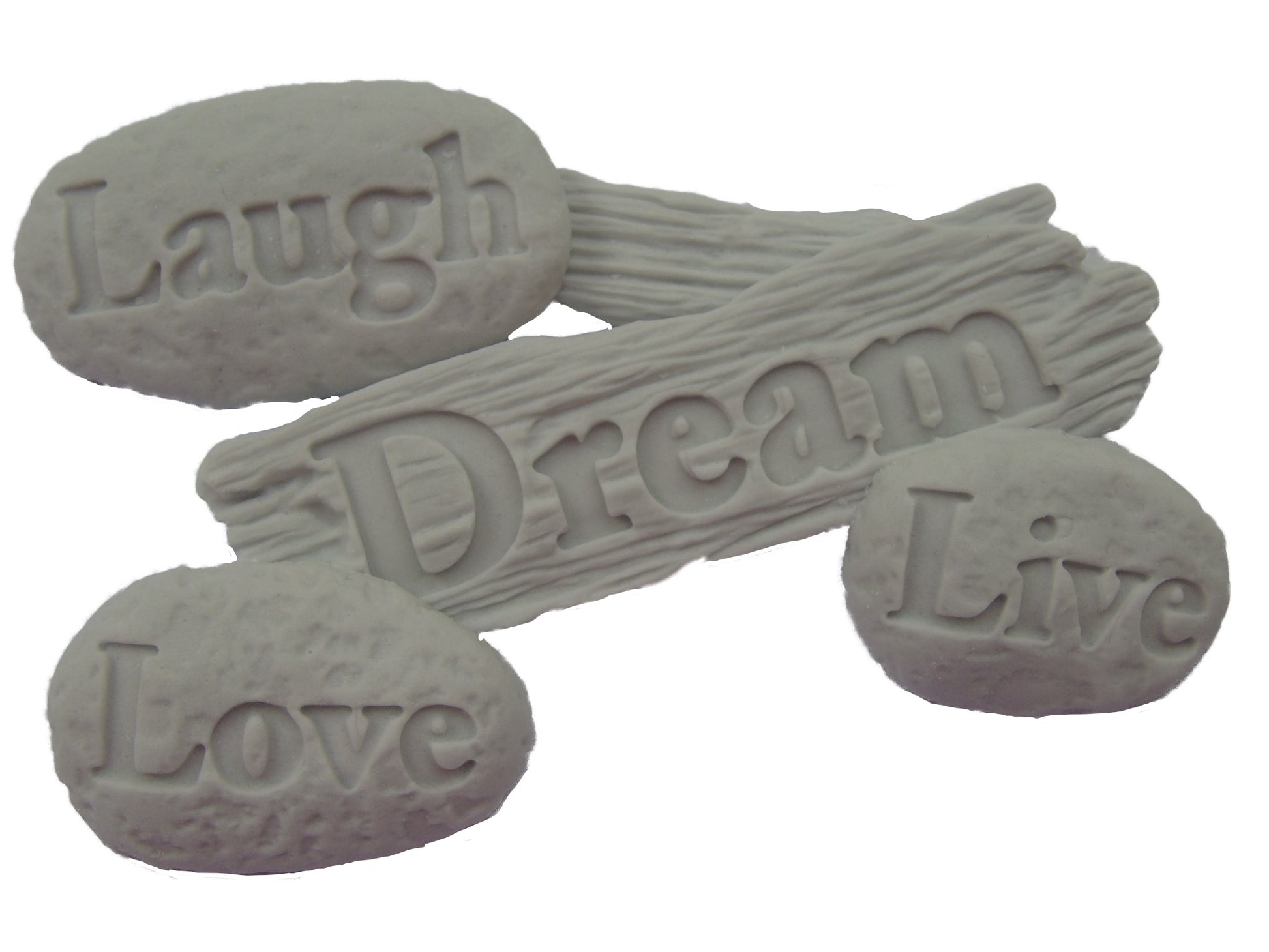 Pebbles signs, Love, Live, Laugh, Dream,  Edible Decorations