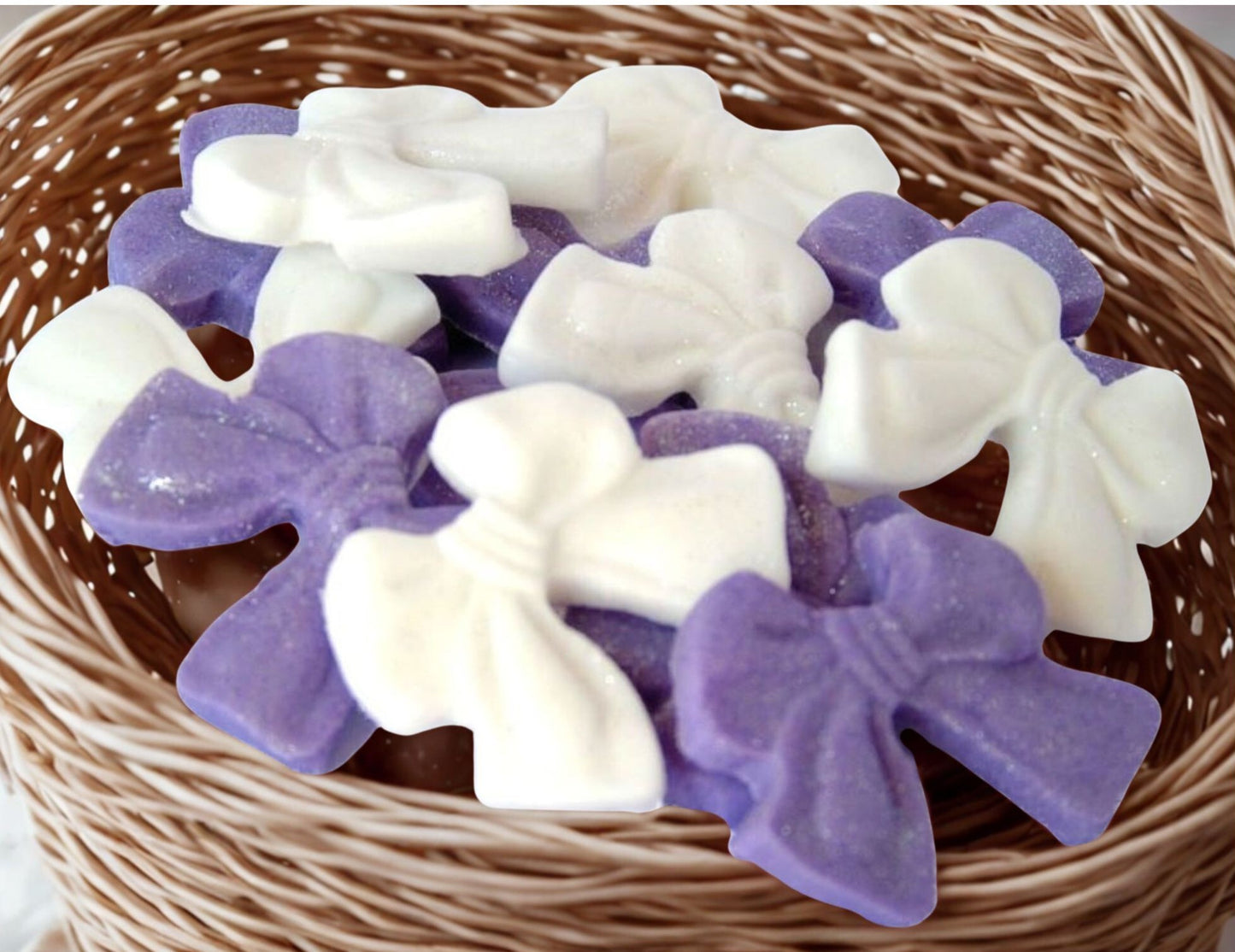12 Mixed Coloured Glittered Bows Vegan Edible Cupcake Toppers