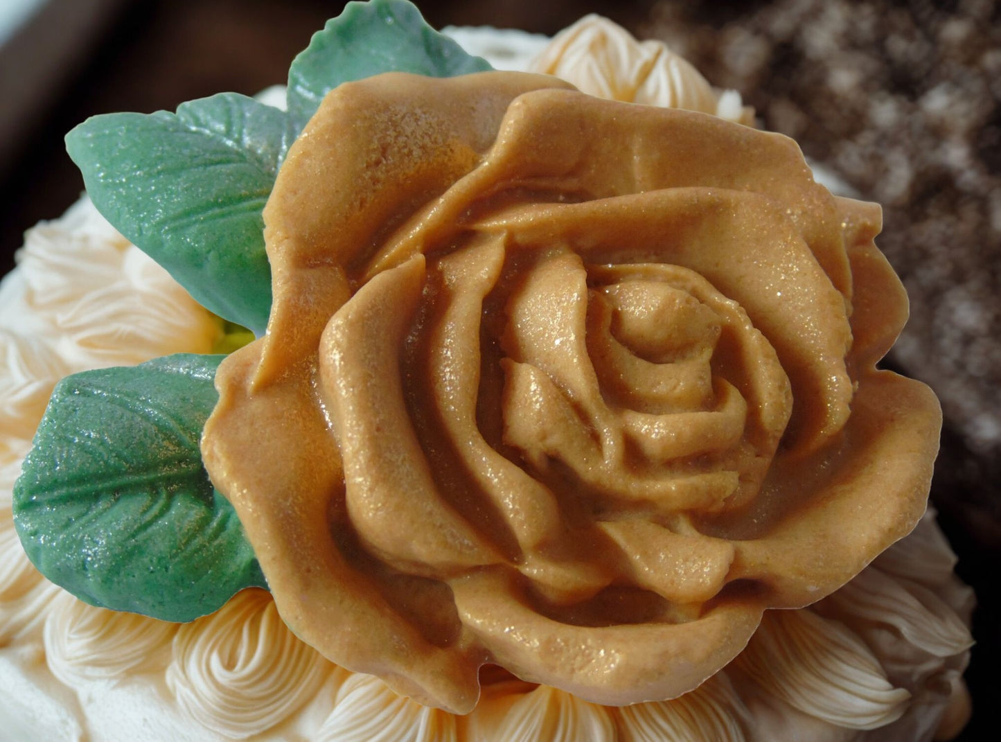 An Extra Large Single Coloured Glittered Rose Cake Topper