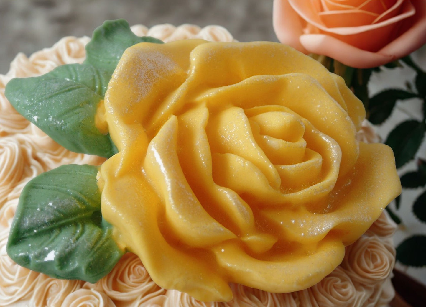 An Extra Large Single Coloured Glittered Rose Cake Topper