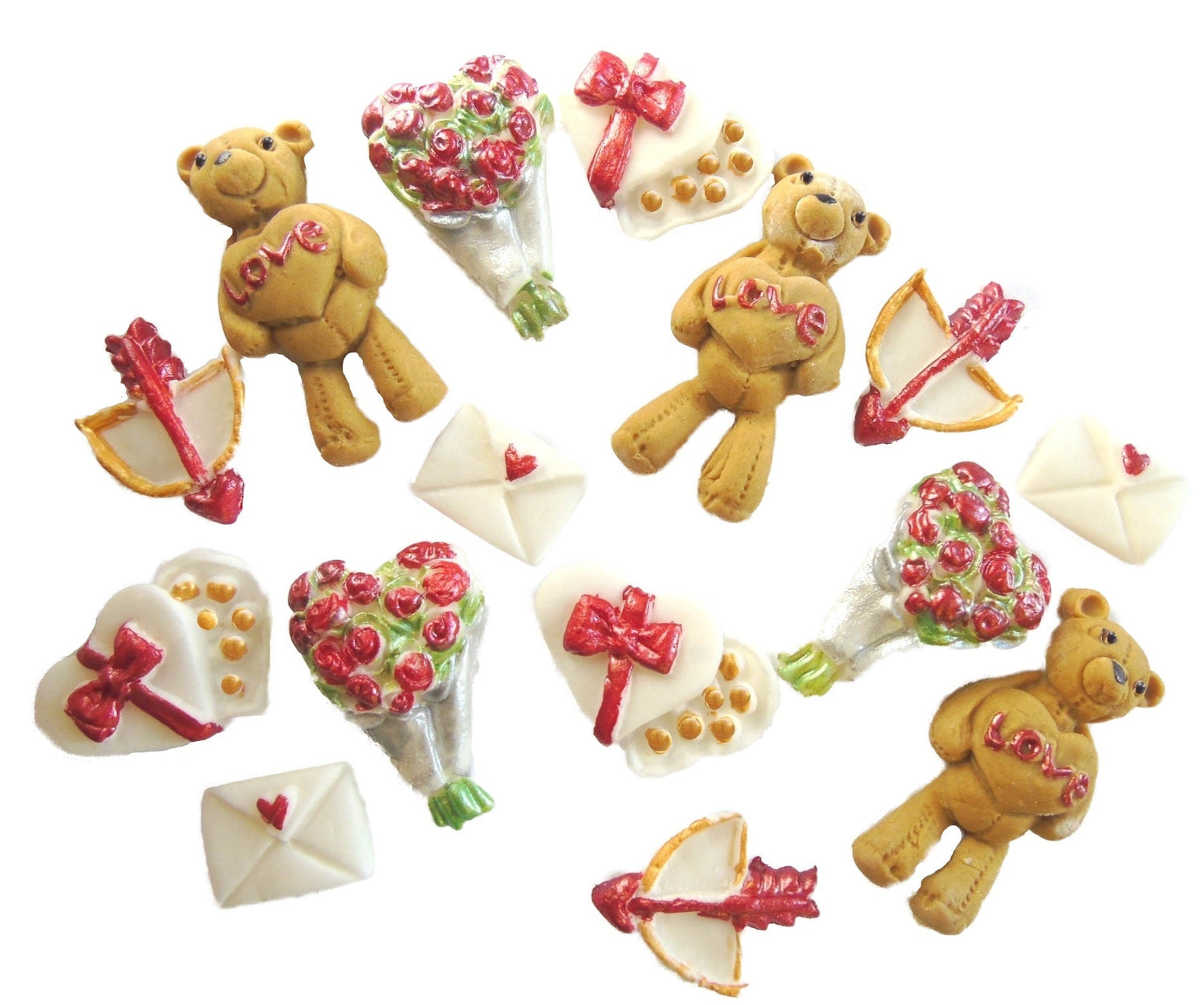 A selection of Valentine cupcake topper