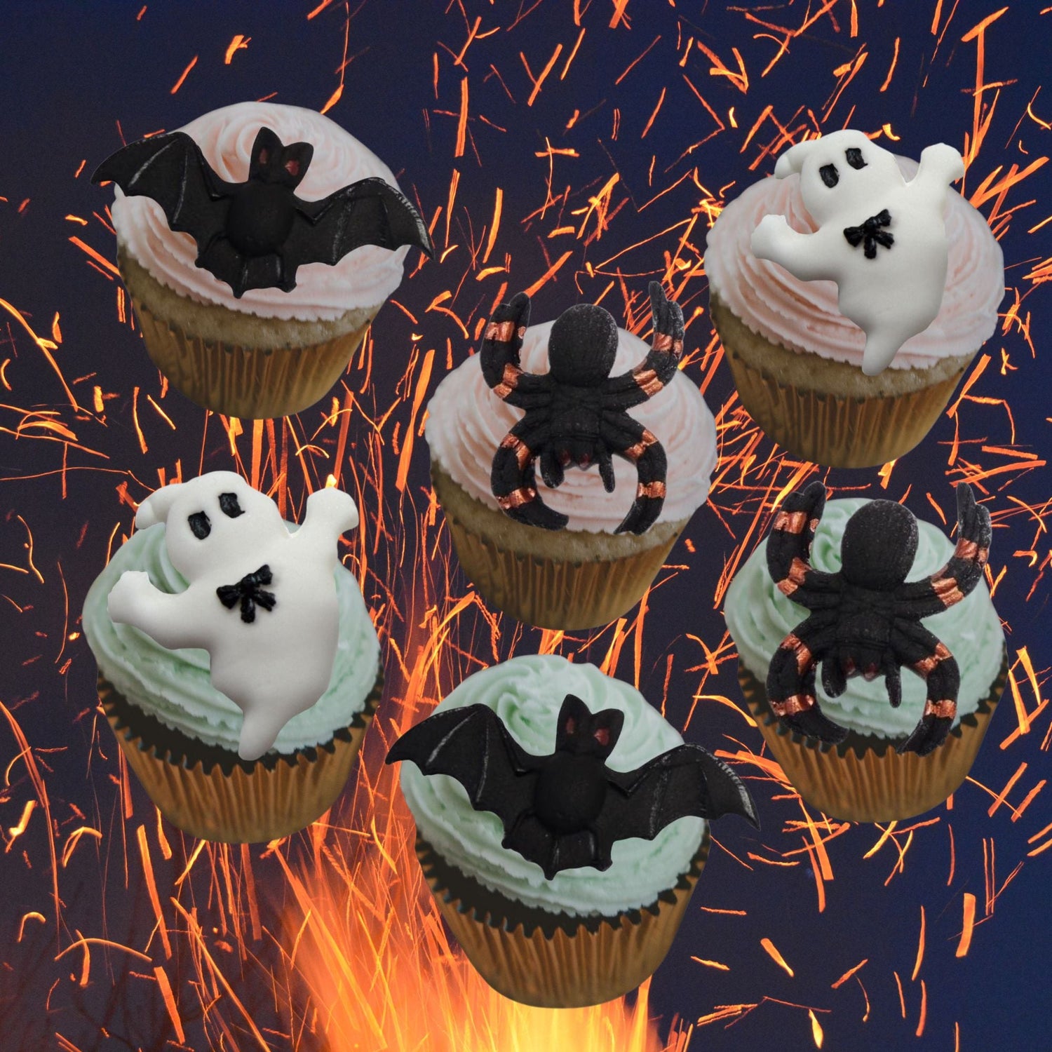 A range of Halloween themed cake toppers.
