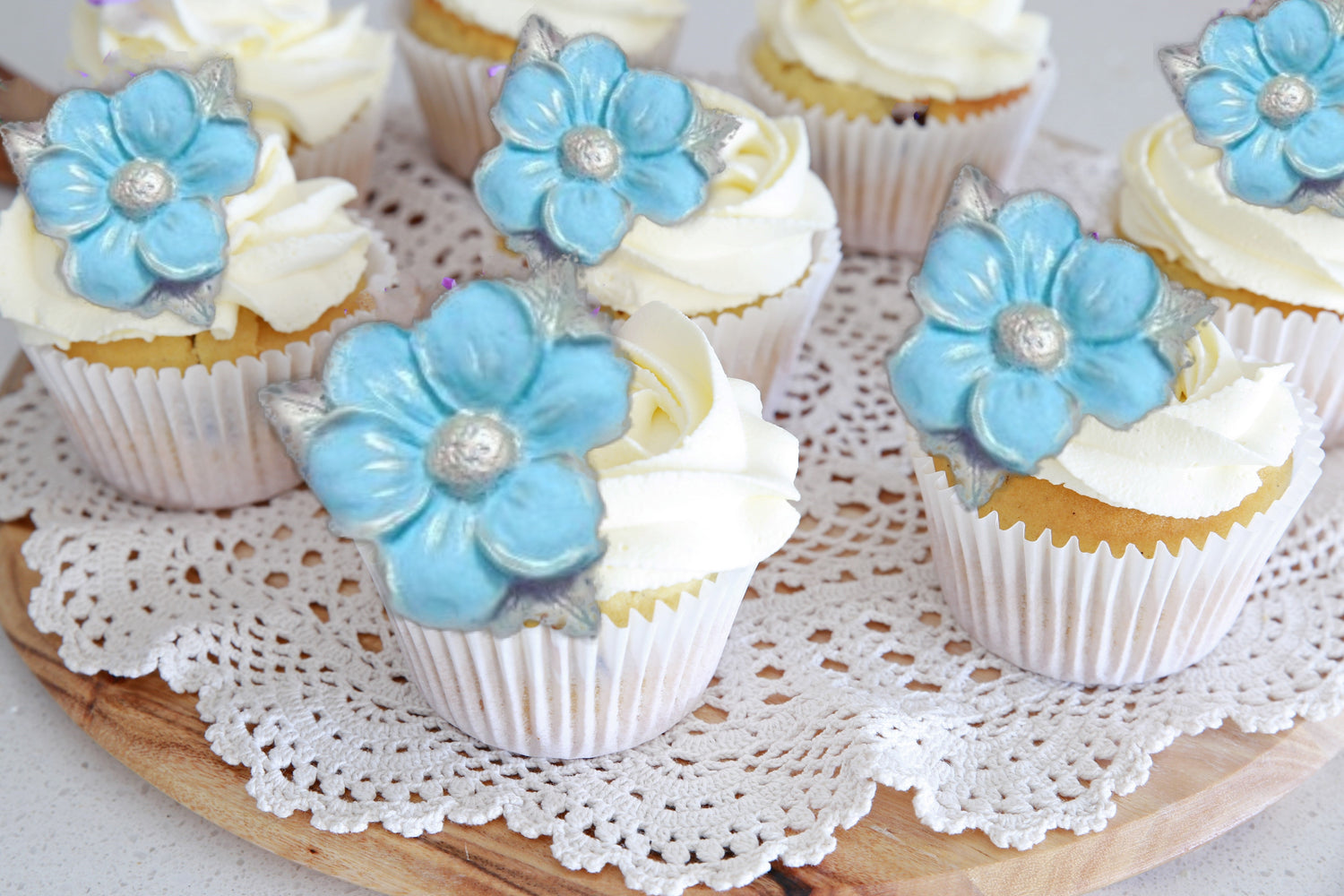 Set 12 coloured baby rabbits edible cupcake toppers