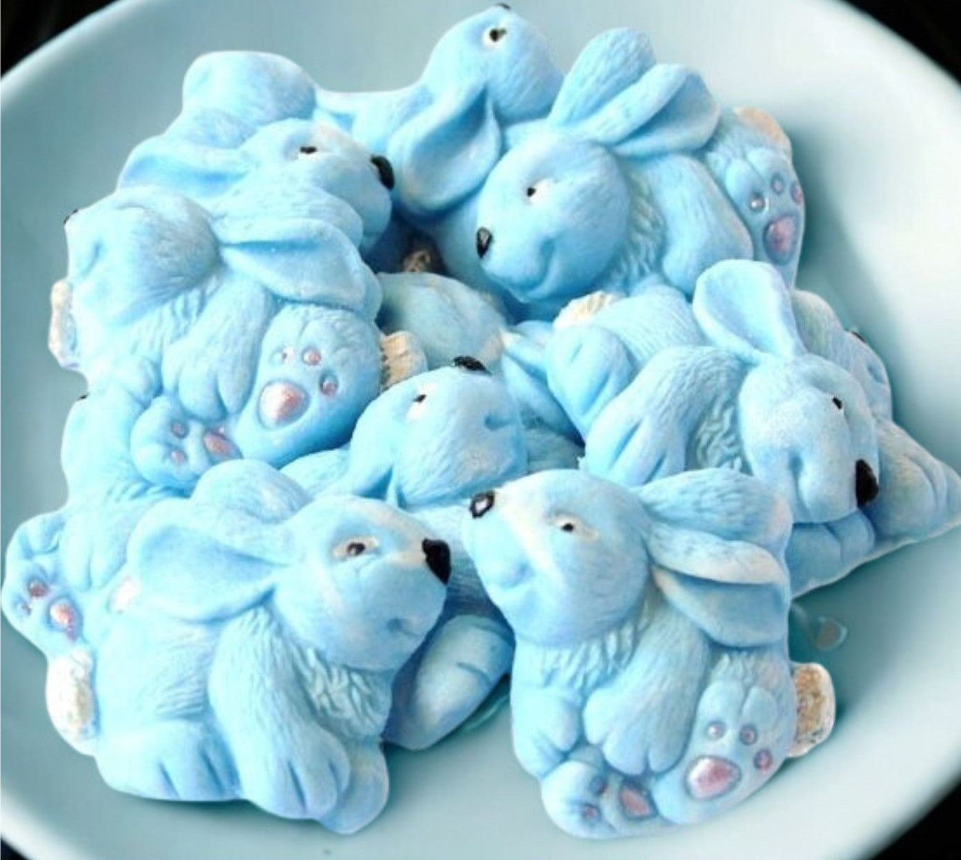 12 Easter Coloured Rabbits Baby Shower Edible Cupcake Toppers