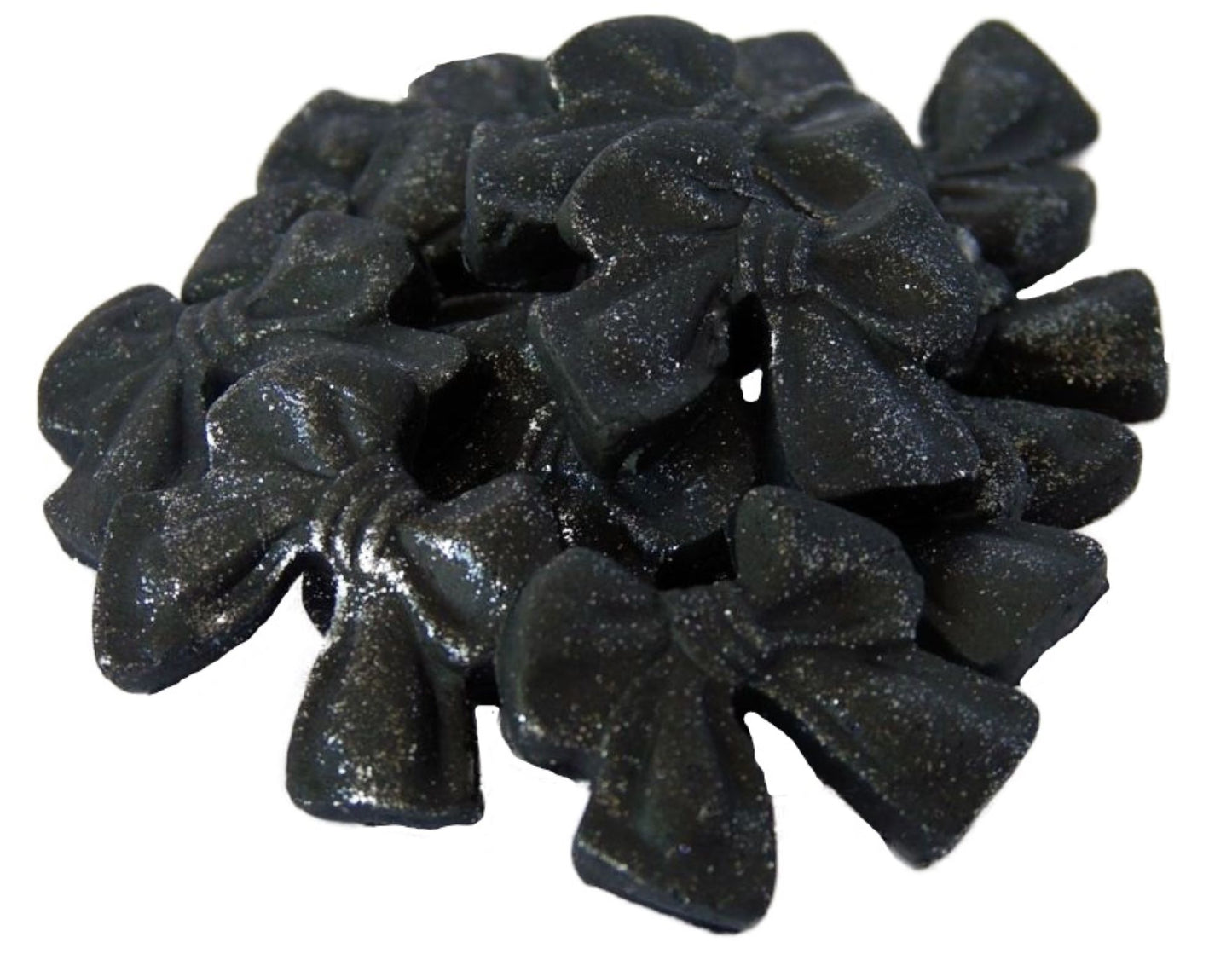 12 Edible Black Vegan Glittered Bows - Vegan, Dairy & Gluten Free cupcake toppers
