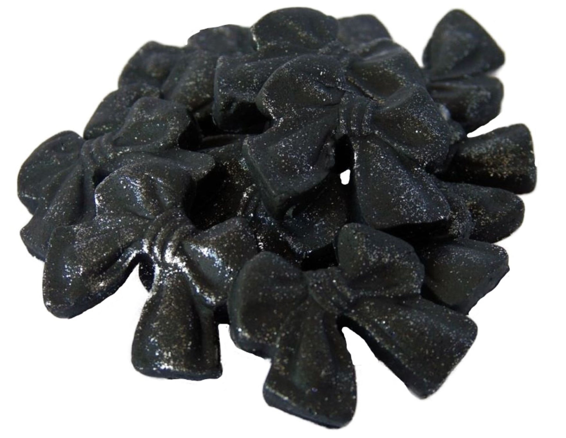12 Edible Black Vegan Glittered Bows - Vegan, Dairy & Gluten Free cupcake toppers