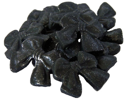 12 Edible Black Vegan Glittered Bows - Vegan, Dairy & Gluten Free cupcake toppers