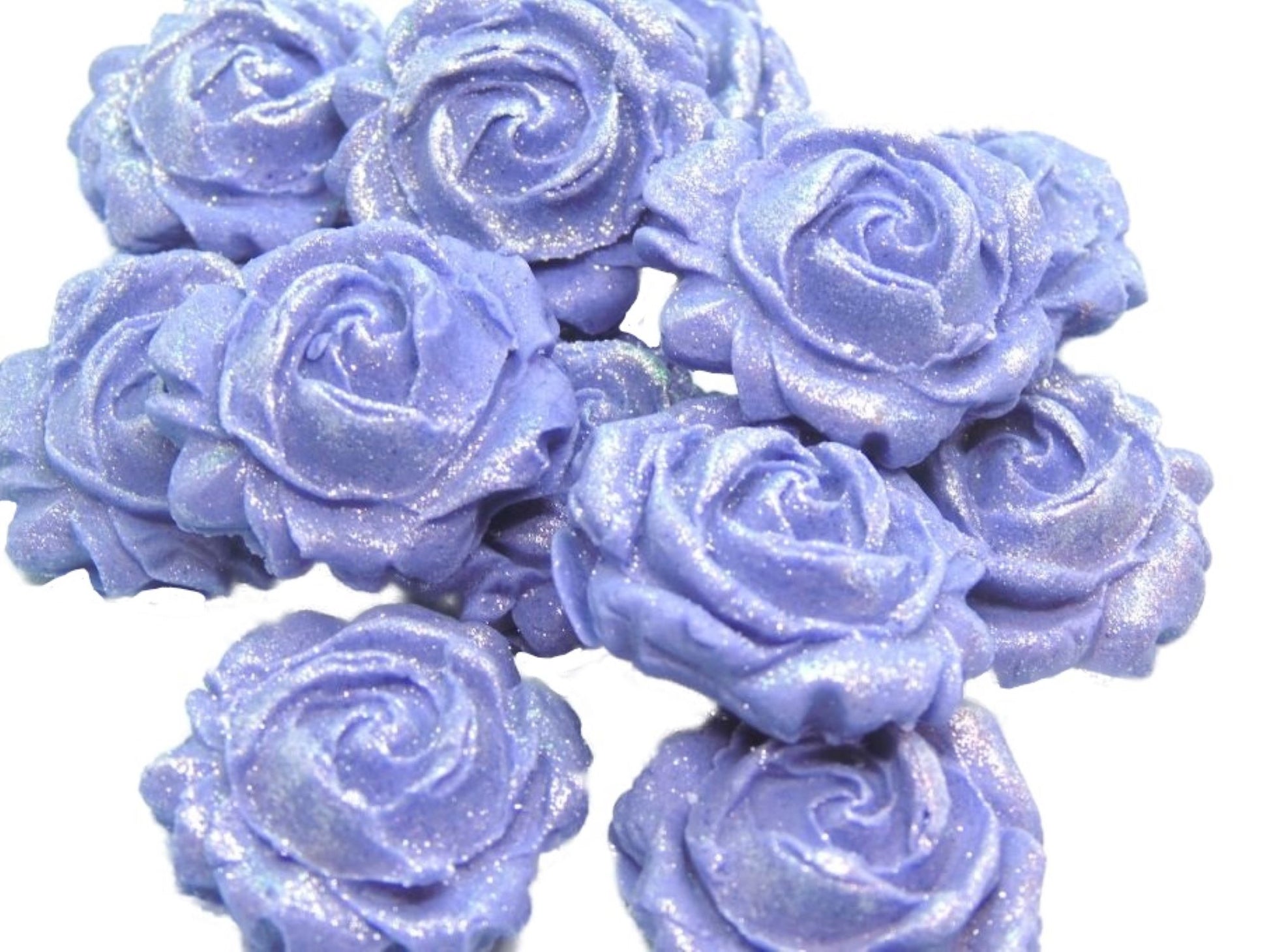 12 Glittered Purple Roses Vegan Birthday Cupcake Toppers