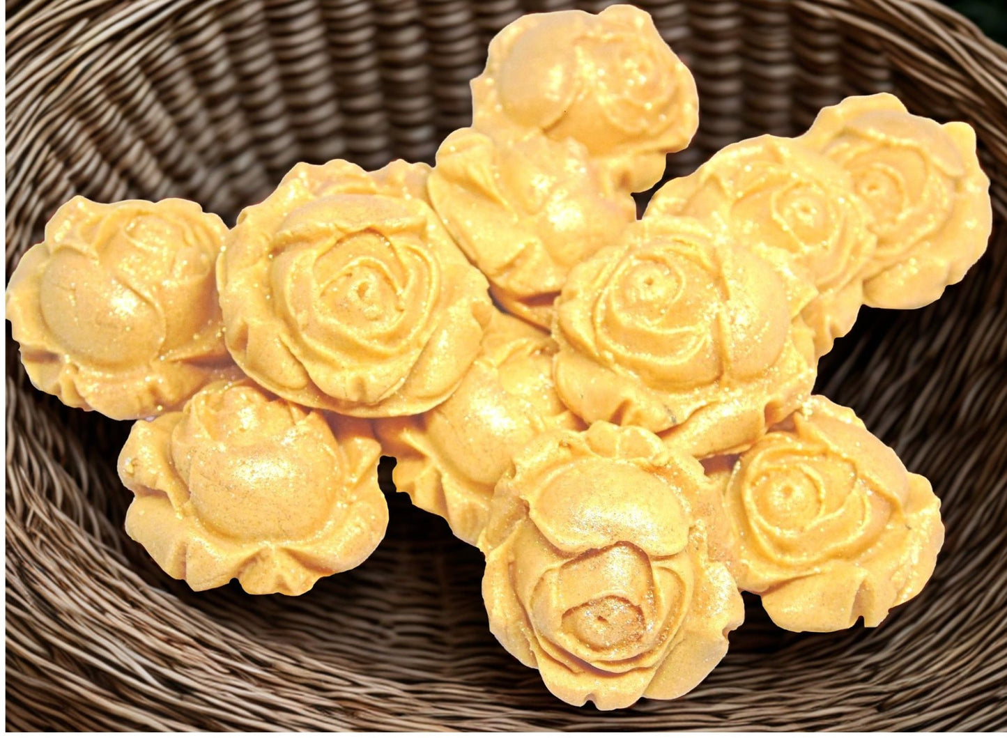 12 Glittered Coloured Rose Buds Edible Cupcake Toppers