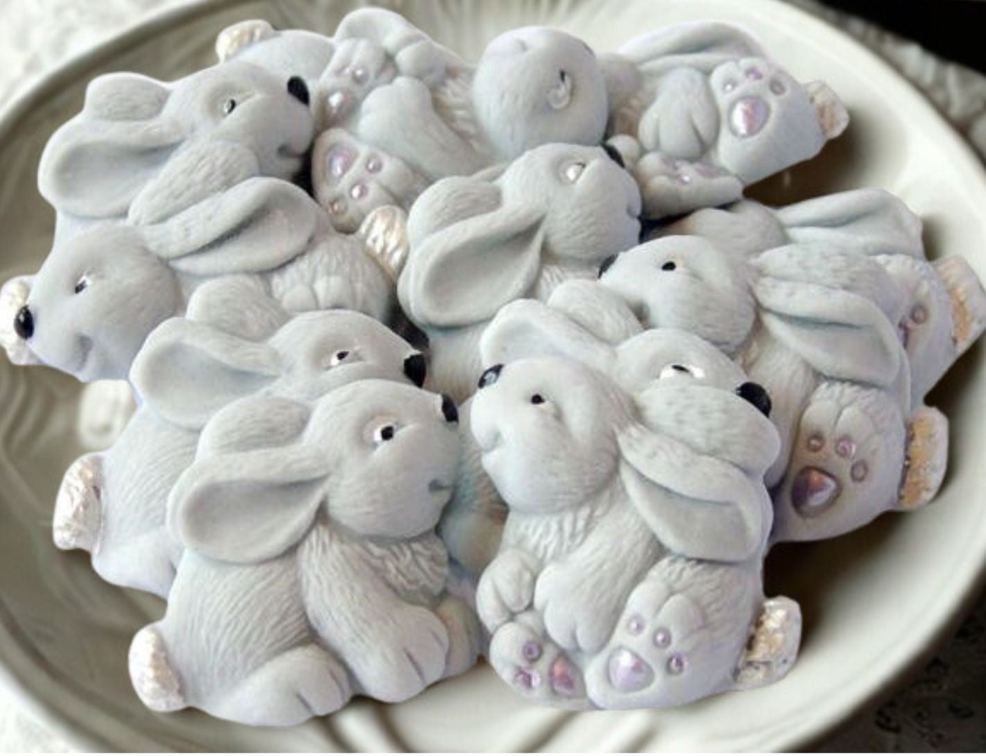 12 Easter Coloured Rabbits Baby Shower Edible Cupcake Toppers