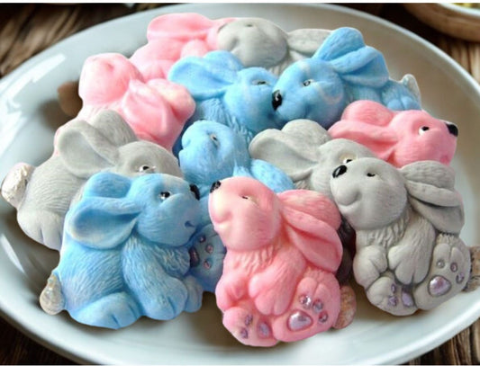 12 Easter Coloured Rabbits Baby Shower Edible Cupcake Toppers