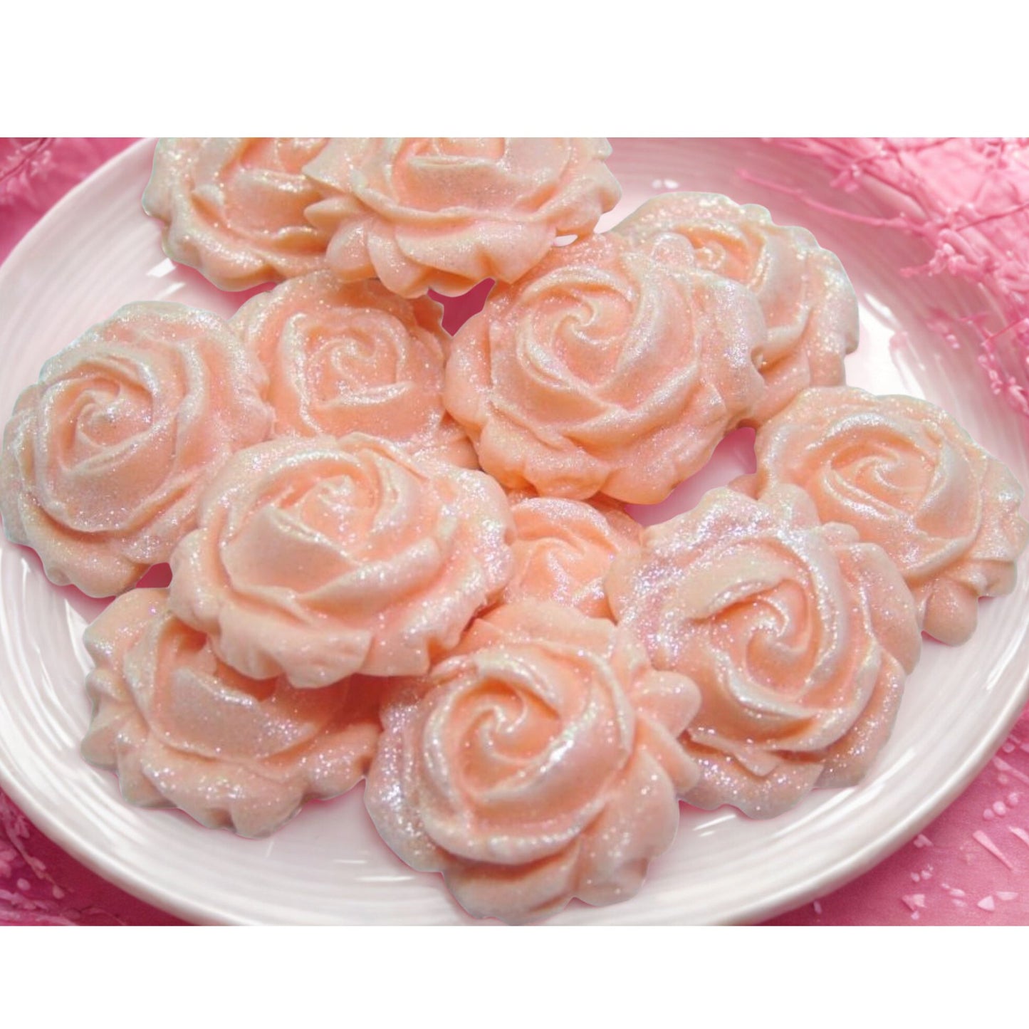 12 Glittered Coloured Roses Vegan Edible Cupcake Toppers