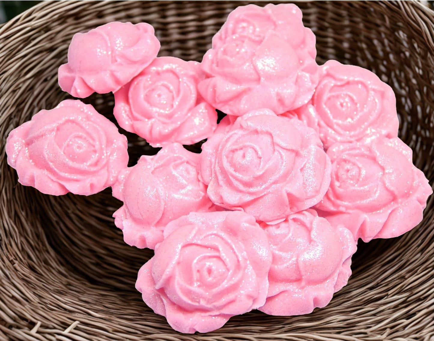 12 Glittered Coloured Rose Buds Edible Cupcake Toppers