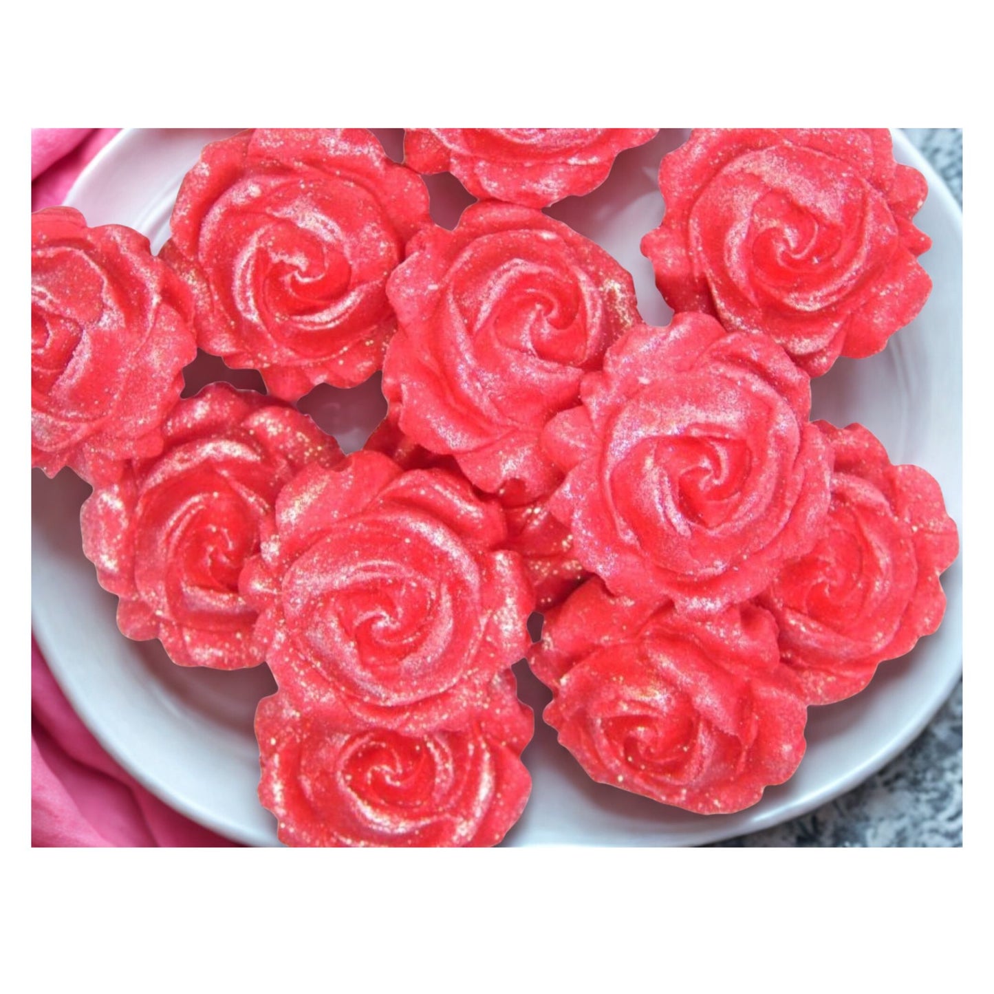 12 Glittered Coloured Roses Vegan Edible Cupcake Toppers
