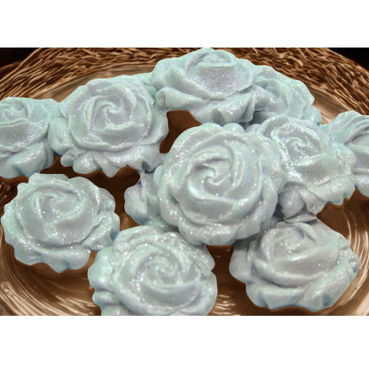 12 Glittered Coloured Roses Vegan Edible Cupcake Toppers