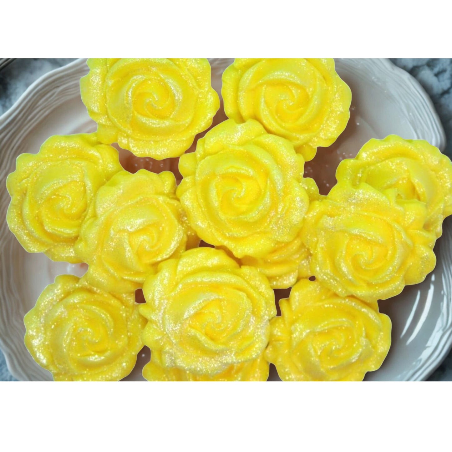 12 Glittered Coloured Roses Vegan Edible Cupcake Toppers