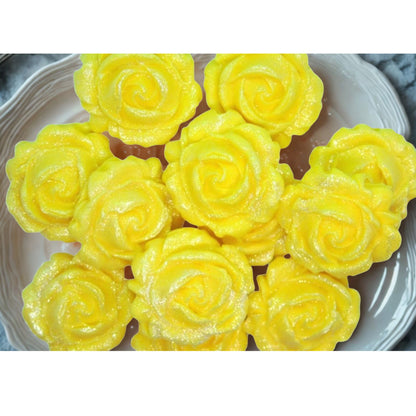 12 Glittered Coloured Roses Vegan Edible Cupcake Toppers