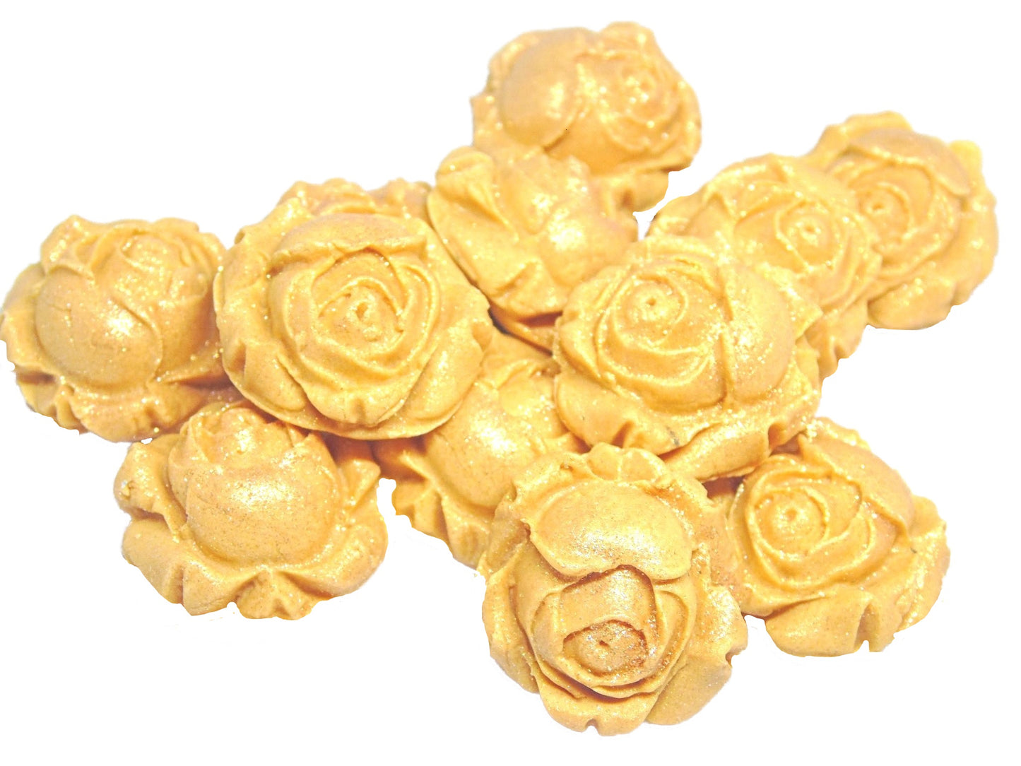 12 Glittered Gold Rose Buds Edible Vegan Cupcake Cake Toppers