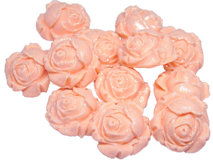 12 Glittered peach Rose Buds Edible Vegan Cupcake Cake Toppers