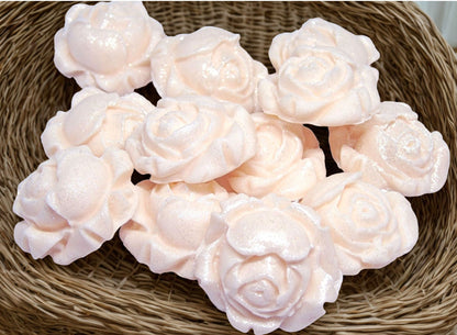 12 Glittered Coloured Rose Buds Edible Cupcake Toppers