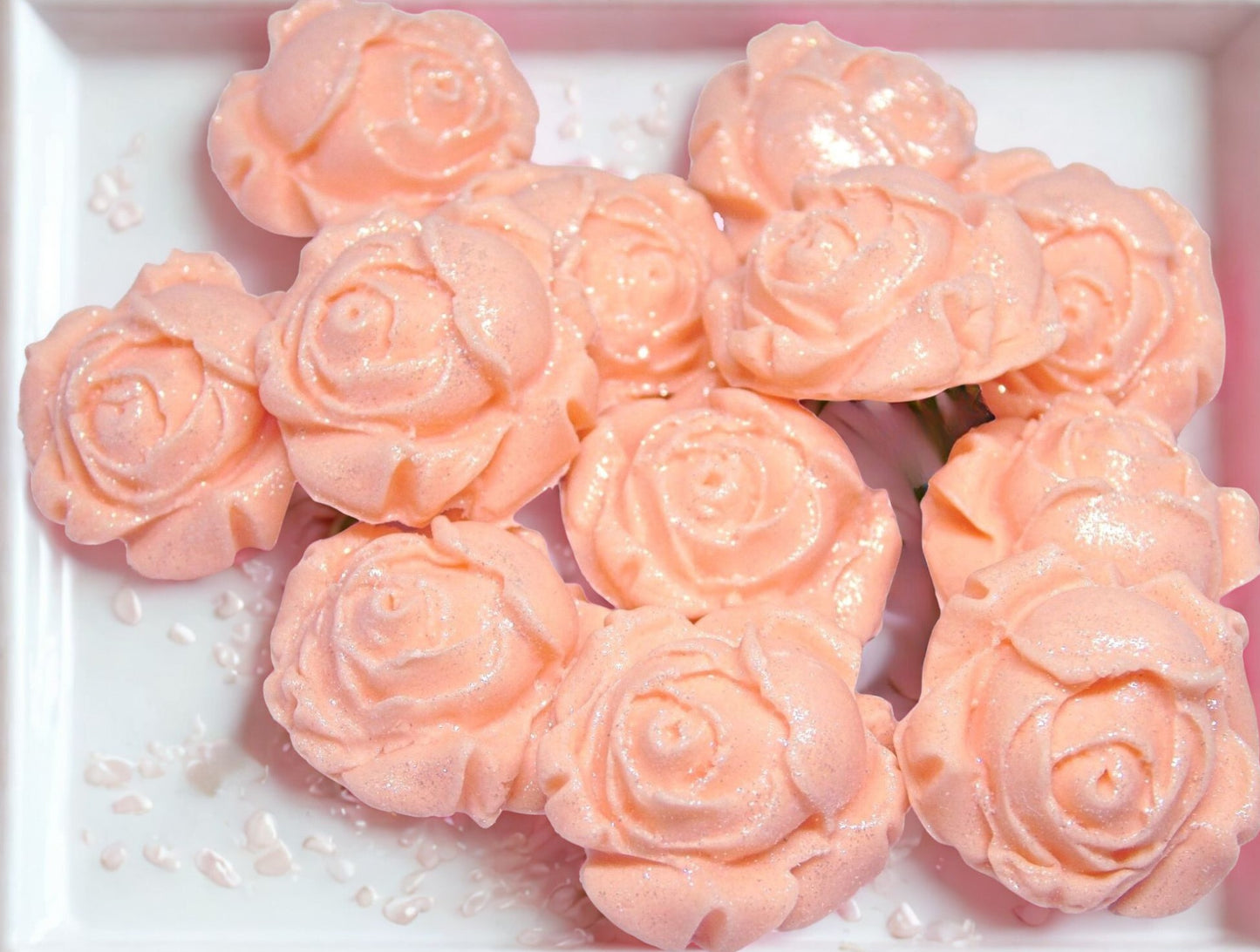 12 Glittered Coloured Rose Buds Edible Cupcake Toppers