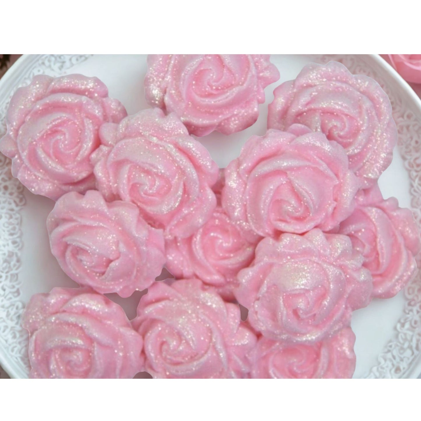 12 Glittered Coloured Roses Vegan Edible Cupcake Toppers