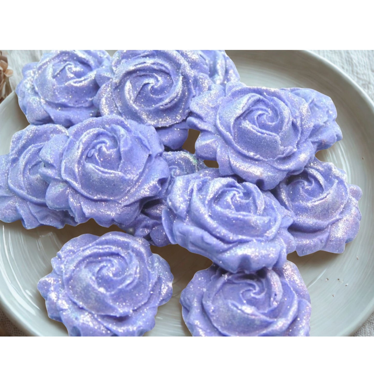 12 Glittered Coloured Roses Vegan Edible Cupcake Toppers