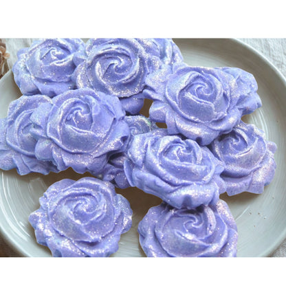 12 Glittered Coloured Roses Vegan Edible Cupcake Toppers