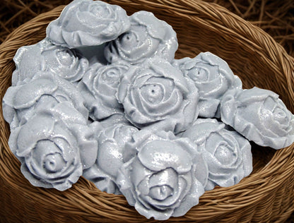 12 Glittered Coloured Rose Buds Edible Cupcake Toppers