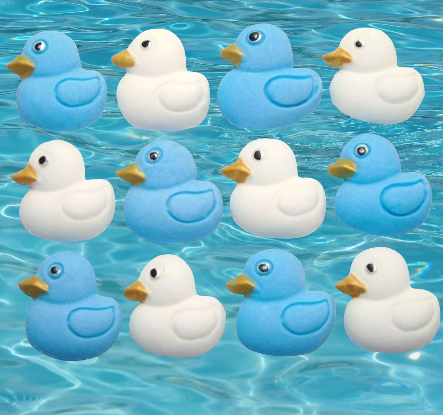 12 Small Coloured Ducks Baby Shower Edible Cupcake Toppers