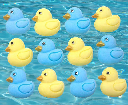 12 Small Coloured Ducks Baby Shower Edible Cupcake Toppers