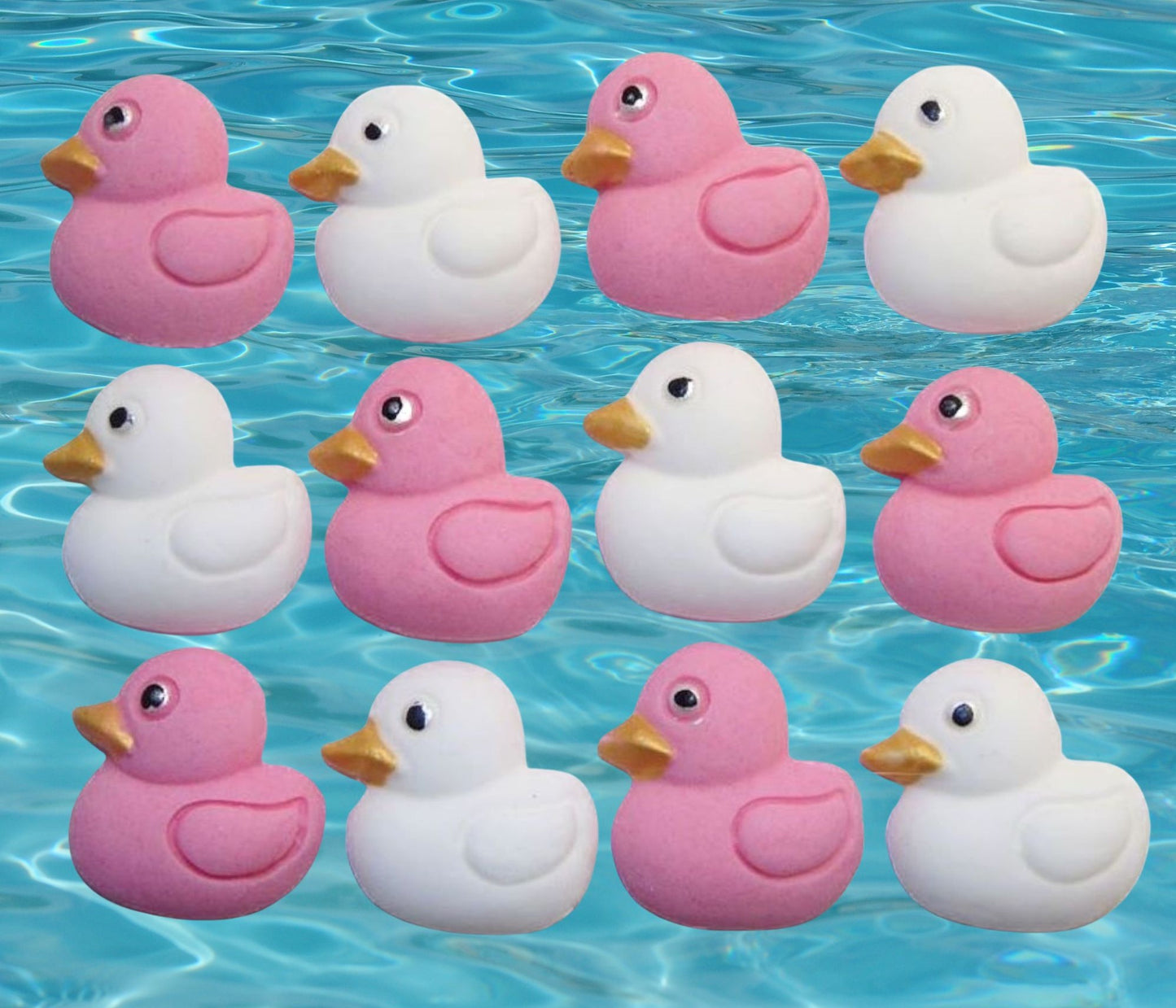 12 Small Coloured Ducks Baby Shower Edible Cupcake Toppers