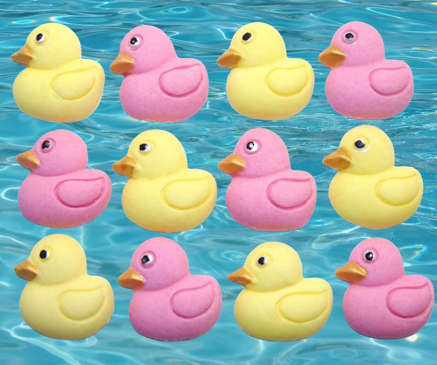 12 Small Coloured Ducks Baby Shower Edible Cupcake Toppers