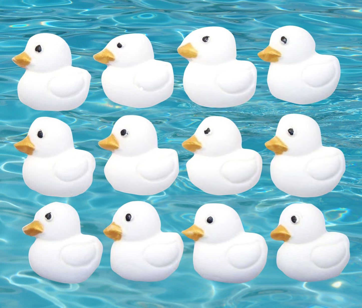 12 Small Coloured Ducks Baby Shower Edible Cupcake Toppers