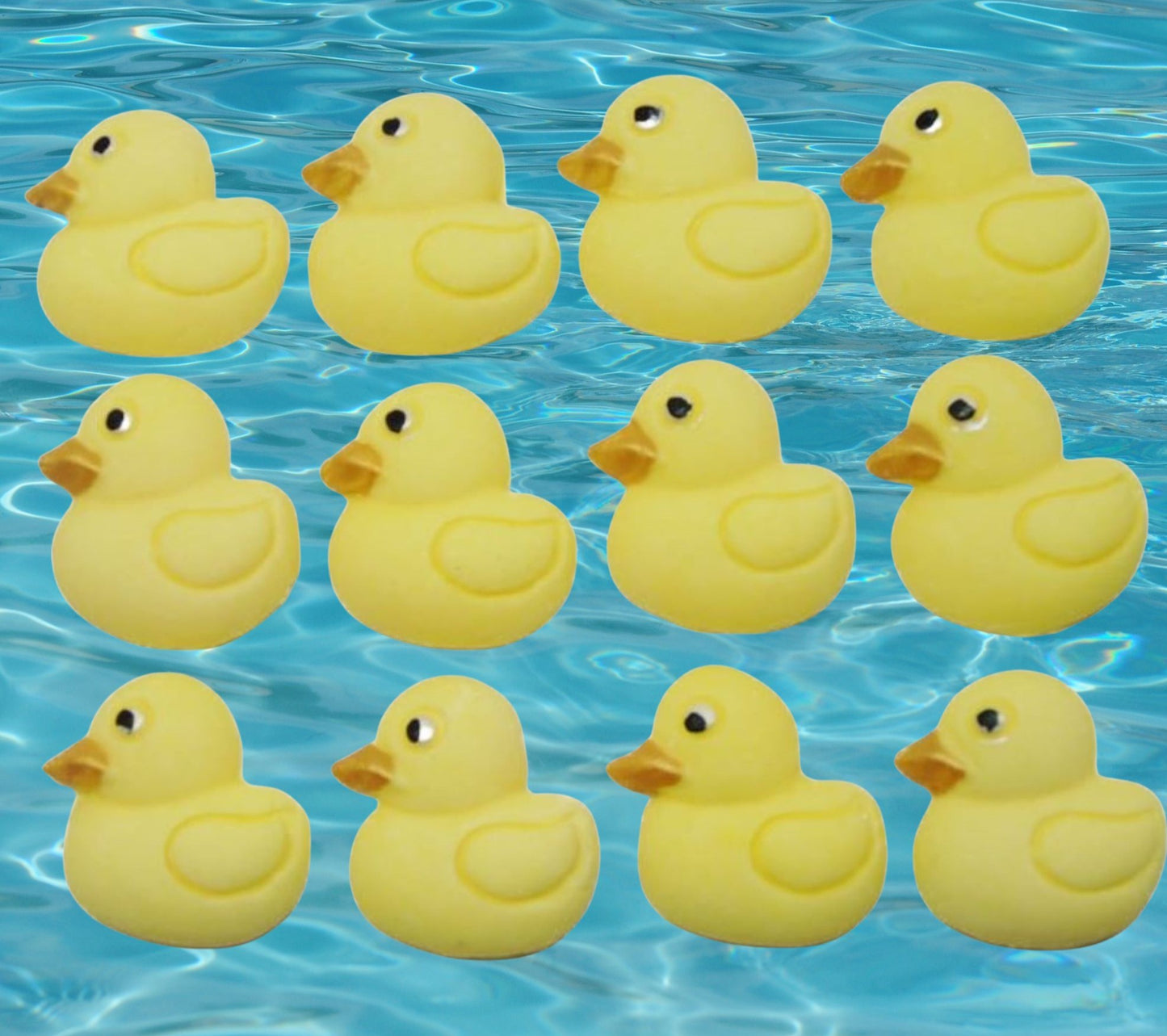 12 Small Coloured Ducks Baby Shower Edible Cupcake Toppers
