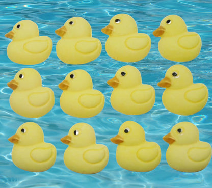 12 Small Coloured Ducks Baby Shower Edible Cupcake Toppers