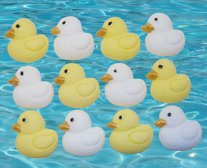 12 Small Coloured Ducks Baby Shower Edible Cupcake Toppers