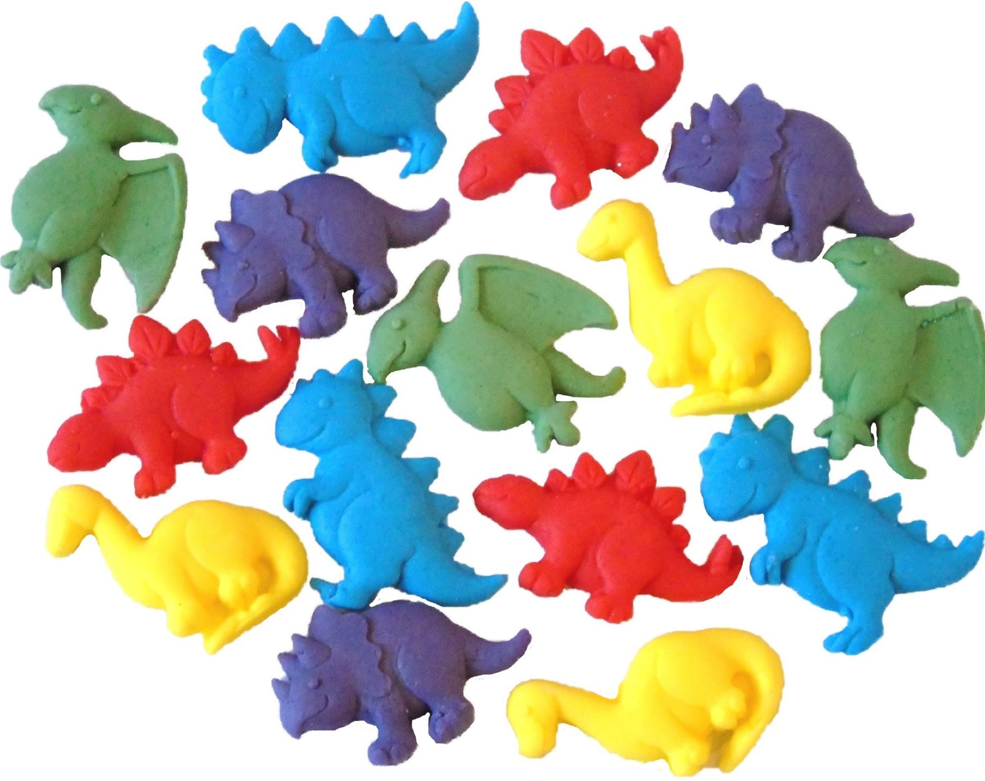 15 Mixed Novelty Edible Coloured Dinosaurs Vegan Birthday Cupcake Toppers