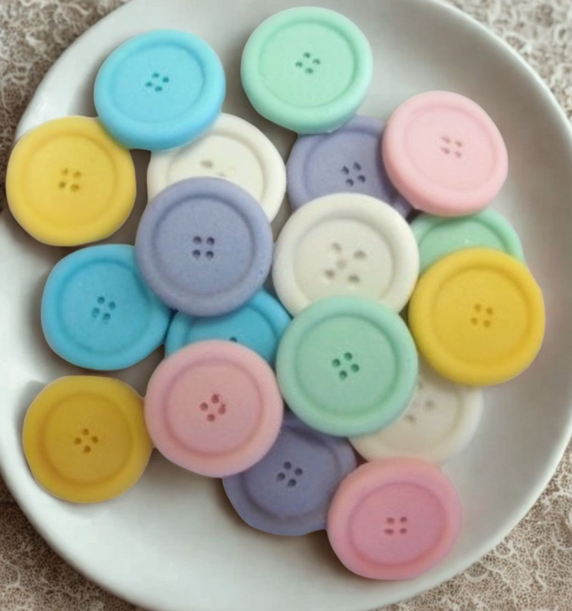 Pack 18 Round Coloured Buttons Cupcake Cake Toppers