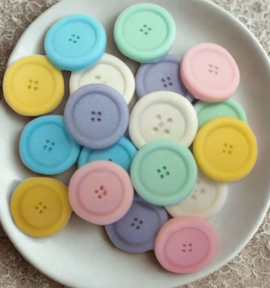 Pack 18 Round Coloured Buttons Cupcake Cake Toppers