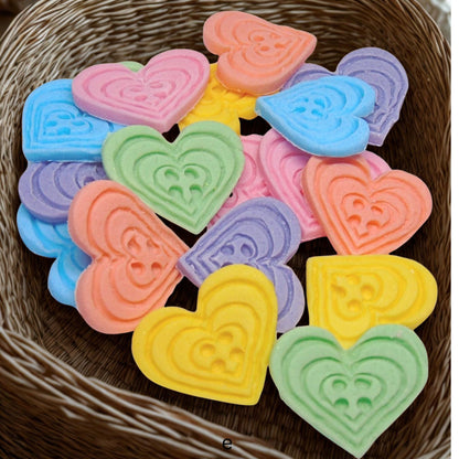 18 Edible Coloured Heart Shaped Buttons Cupcake Cake Toppers