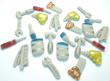24 Mini Work Tools DIY Birthday Vegan Cake Topper Decorations