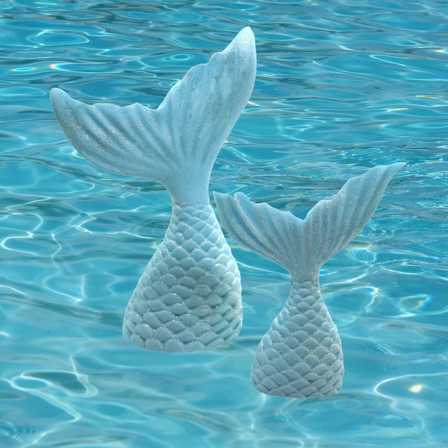 2 Mermaid Tails a Large & Small Birthday Edible Cake Toppers