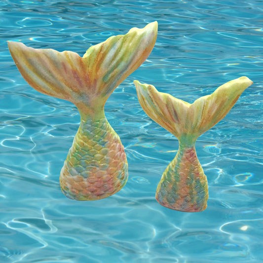 2 Mermaid Tails a Large & Small Birthday Edible Cake Toppers