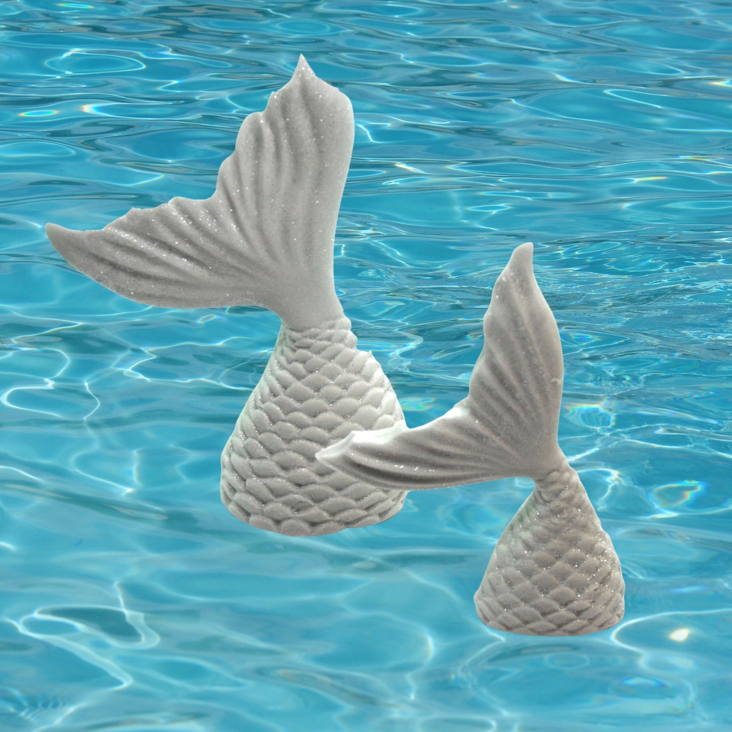 2 Mermaid Tails a Large & Small Birthday Edible Cake Toppers